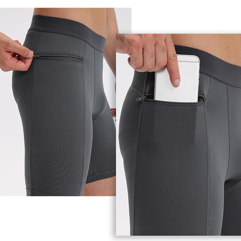Buddha Stones Short de sport moulant extensible à haute élasticité à séchage rapide pour homme avec poches zippées - image 15