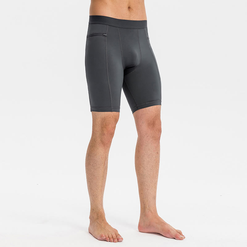 Buddha Stones Short de sport moulant extensible à haute élasticité à séchage rapide pour homme avec poches zippées - image 7