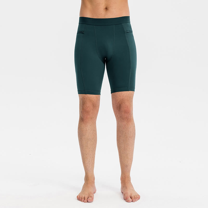 Buddha Stones Short de sport moulant extensible à haute élasticité à séchage rapide pour homme avec poches zippées - image 32