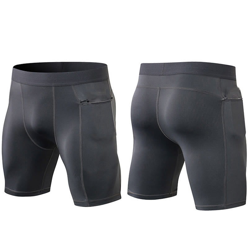 Buddha Stones Short de sport moulant extensible à haute élasticité à séchage rapide pour homme avec poches zippées - image 2