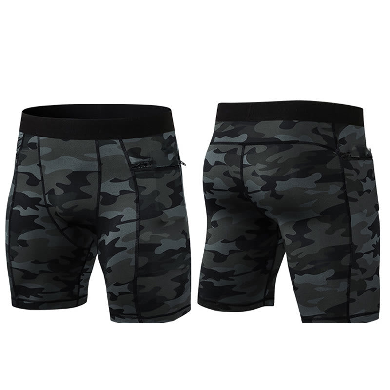 Buddha Stones Short de sport moulant extensible à haute élasticité à séchage rapide pour homme avec poches zippées - image 34