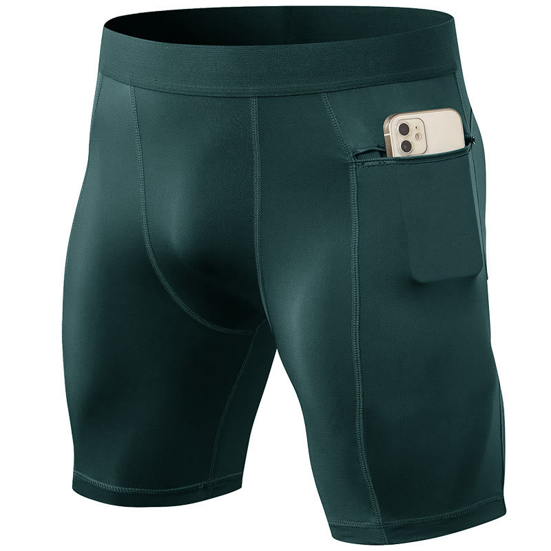 Buddha Stones Short de sport moulant extensible à haute élasticité à séchage rapide pour homme avec poches zippées - image 30