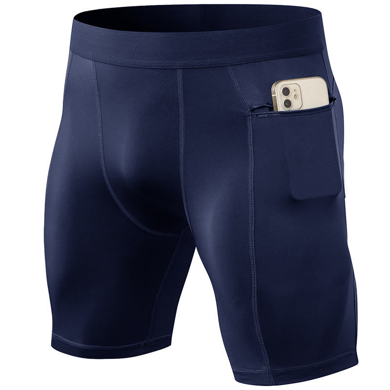 Buddha Stones Short de sport moulant extensible à haute élasticité à séchage rapide pour homme avec poches zippées - image 24