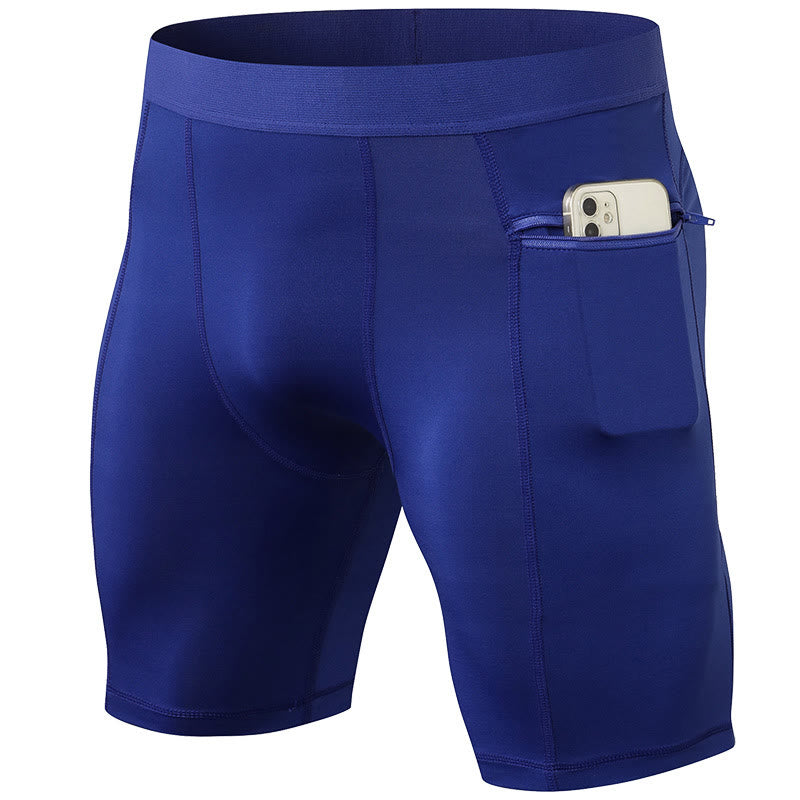 Buddha Stones Short de sport moulant extensible à haute élasticité à séchage rapide pour homme avec poches zippées - image 28