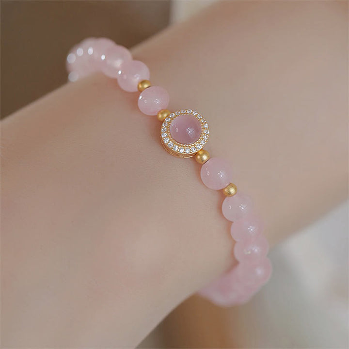 Bracelet de chaleur en perles de cristal rose Buddha Stones - Cristal rose (Tour de poignet : 14-16 cm) - image 6