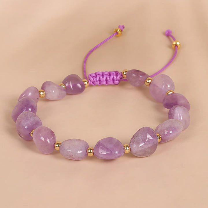 Bracelet d'équilibre en améthyste de forme irrégulière avec Buddha Stones