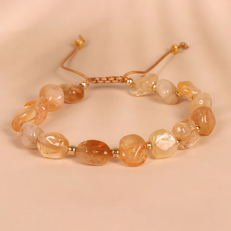 Bracelet porte-bonheur tressé en citrine de forme irrégulière Buddha Stones