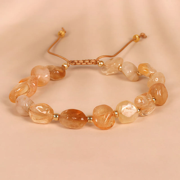 Bracelet porte-bonheur tressé en citrine de forme irrégulière Buddha Stones