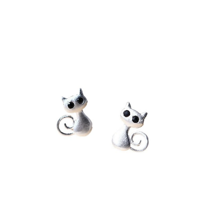 Boucles d'oreilles à tige en argent sterling 925 avec Buddha Stones et chaton mignons - image 5