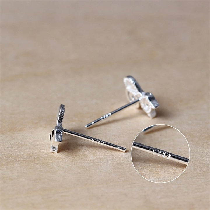 Boucles d'oreilles à tige en argent sterling 925 avec Buddha Stones et chaton mignons - image 3