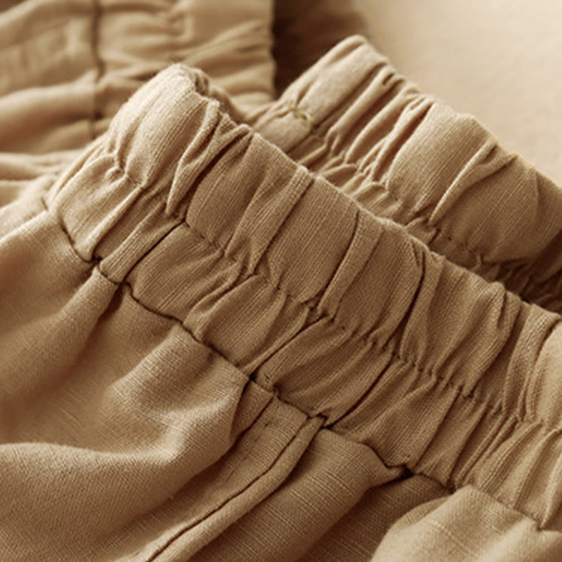 Pantalon court décontracté en coton avec broderies et patchwork de Buddha Stones , longueur 7-8, pour femme, avec poches - image 1