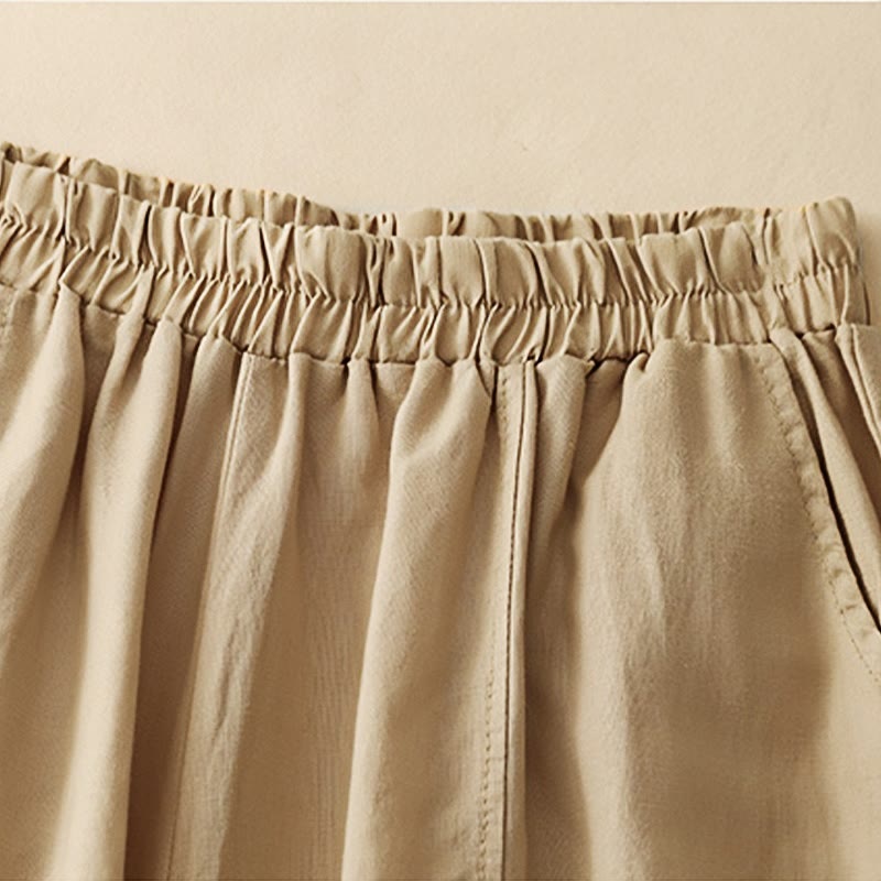 Pantalon court décontracté en coton avec broderies et patchwork de Buddha Stones , longueur 7-8, pour femme, avec poches