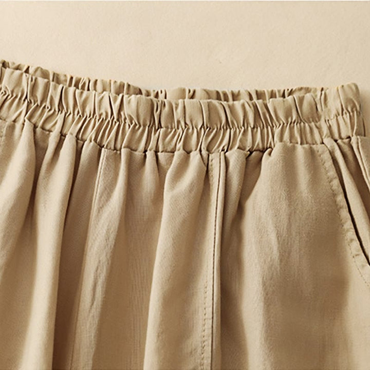 Pantalon court décontracté en coton avec broderies et patchwork de Buddha Stones , longueur 7-8, pour femme, avec poches