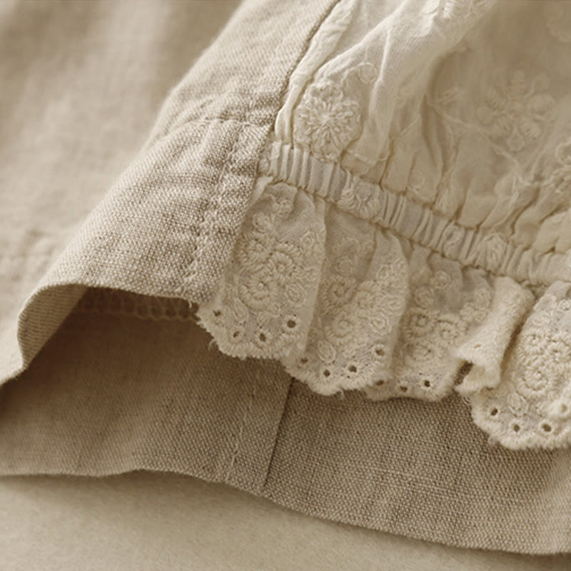 Pantalon court décontracté en coton avec broderies et patchwork de Buddha Stones , longueur 7-8, pour femme, avec poches - image 9