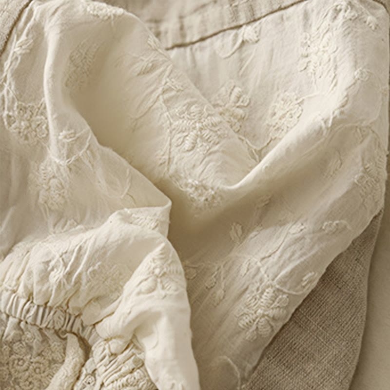 Pantalon court décontracté en coton avec broderies et patchwork de Buddha Stones , longueur 7-8, pour femme, avec poches - image 11