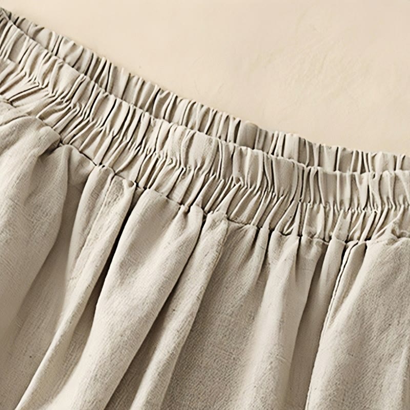 Pantalon court décontracté en coton avec broderies et patchwork de Buddha Stones , longueur 7-8, pour femme, avec poches