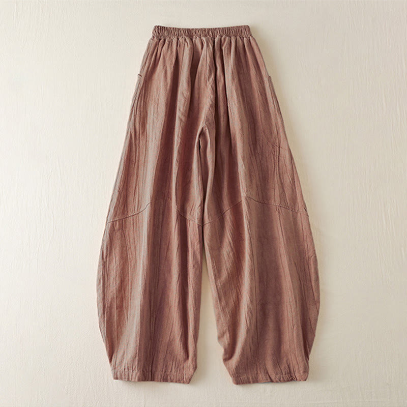 Pantalon Buddha Stones décontracté ample à jambe droite de 7 à 8 pouces pour femme avec poches en coton - image 1