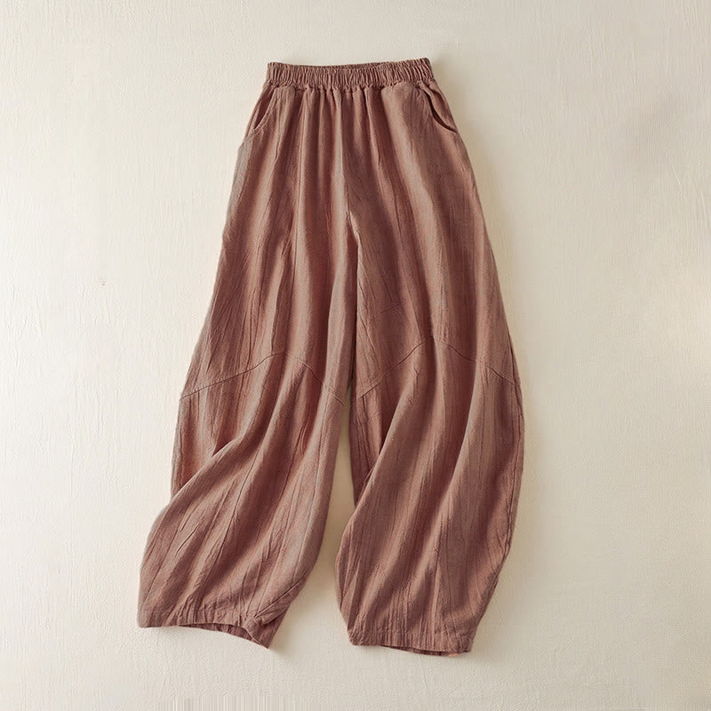 Pantalon Buddha Stones décontracté ample à jambe droite de 7 à 8 pouces pour femme avec poches en coton - Rouge indien - US8-10，UK/AU12-14，EU40-42 (2XL) - image 0