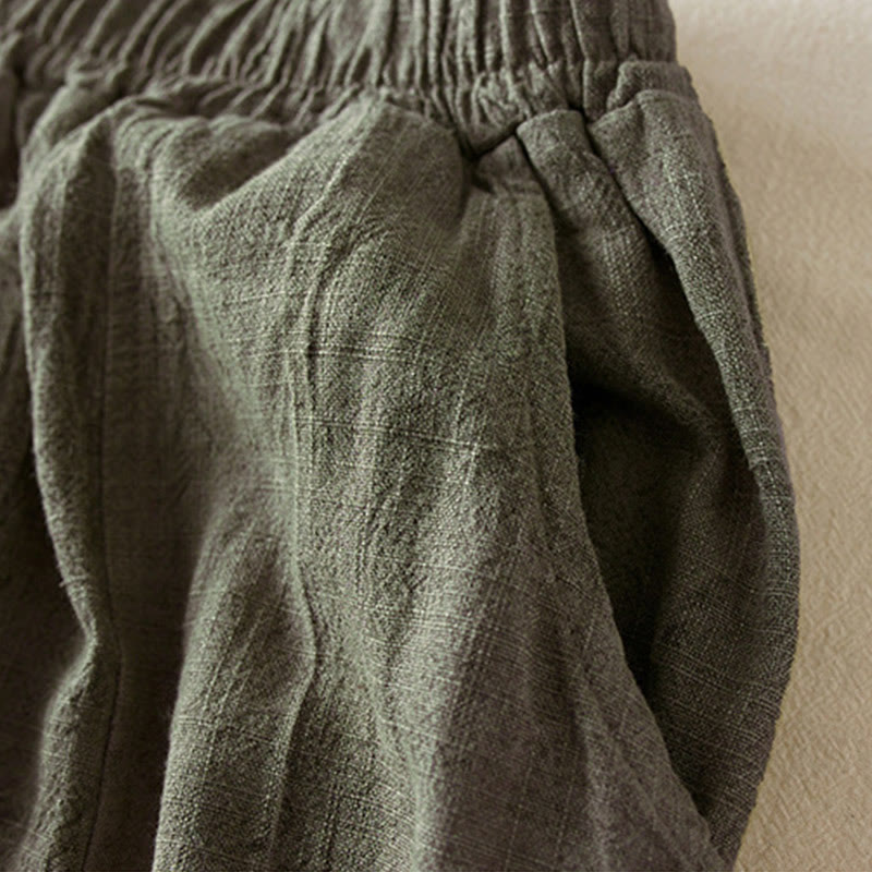 Pantalon Buddha Stones décontracté ample à jambe droite de 7 à 8 pouces pour femme avec poches en coton - image 15