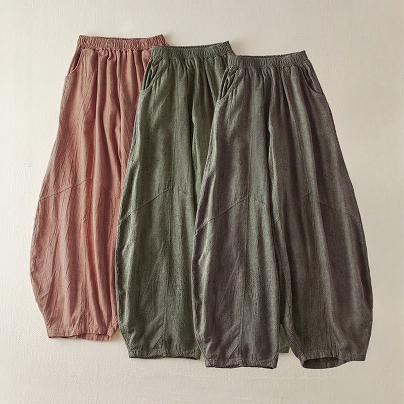 Pantalon Buddha Stones décontracté ample à jambe droite de 7 à 8 pouces pour femme avec poches en coton - image 16