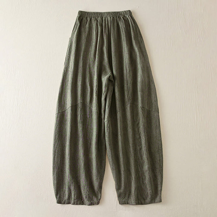 Pantalon Buddha Stones décontracté ample à jambe droite de 7 à 8 pouces pour femme avec poches en coton - image 10