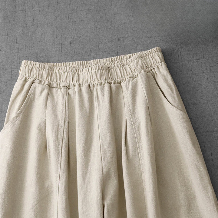 Pantalon sarouel décontracté en coton et lin pour femme avec poches, longueur 7-8, Buddha Stones