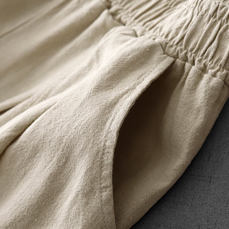 Pantalon sarouel décontracté en coton et lin pour femme avec poches, longueur 7-8, Buddha Stones - image 7