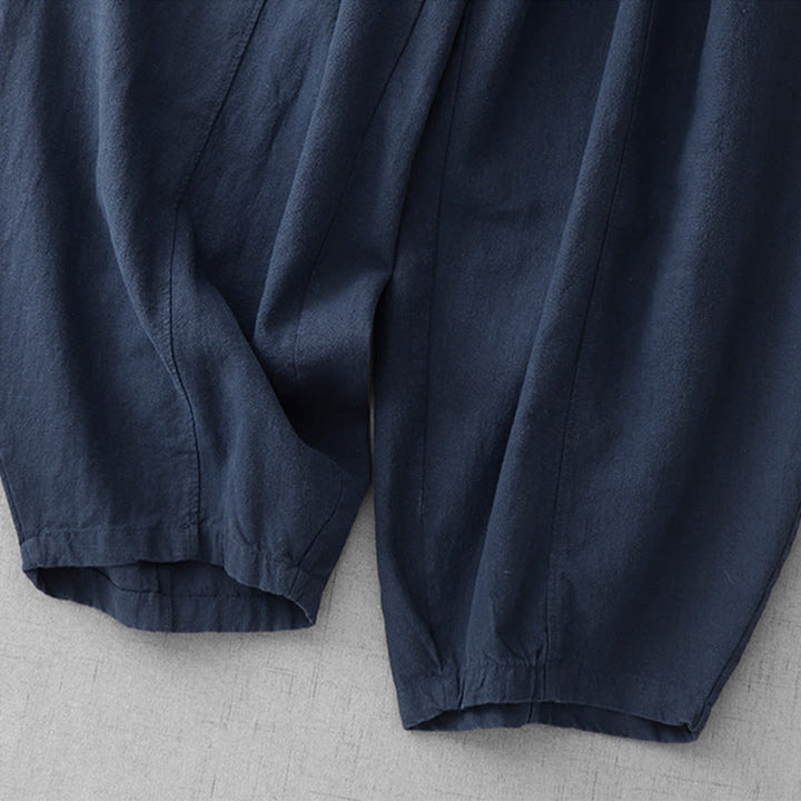 Pantalon sarouel décontracté en coton et lin pour femme avec poches, longueur 7-8, Buddha Stones