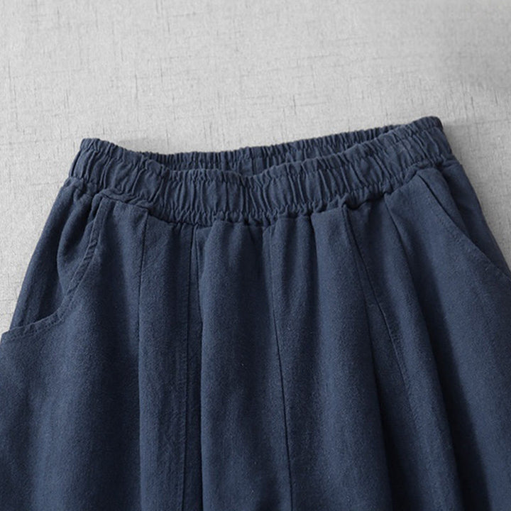 Pantalon sarouel décontracté en coton et lin pour femme avec poches, longueur 7-8, Buddha Stones