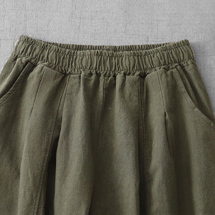 Pantalon sarouel décontracté en coton et lin pour femme avec poches, longueur 7-8, Buddha Stones