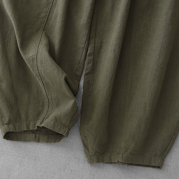 Pantalon sarouel décontracté en coton et lin pour femme avec poches, longueur 7-8, Buddha Stones