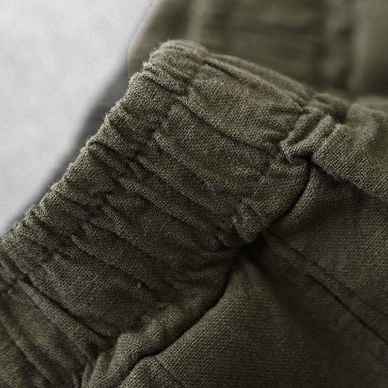 Pantalon sarouel décontracté en coton et lin pour femme avec poches, longueur 7-8, Buddha Stones