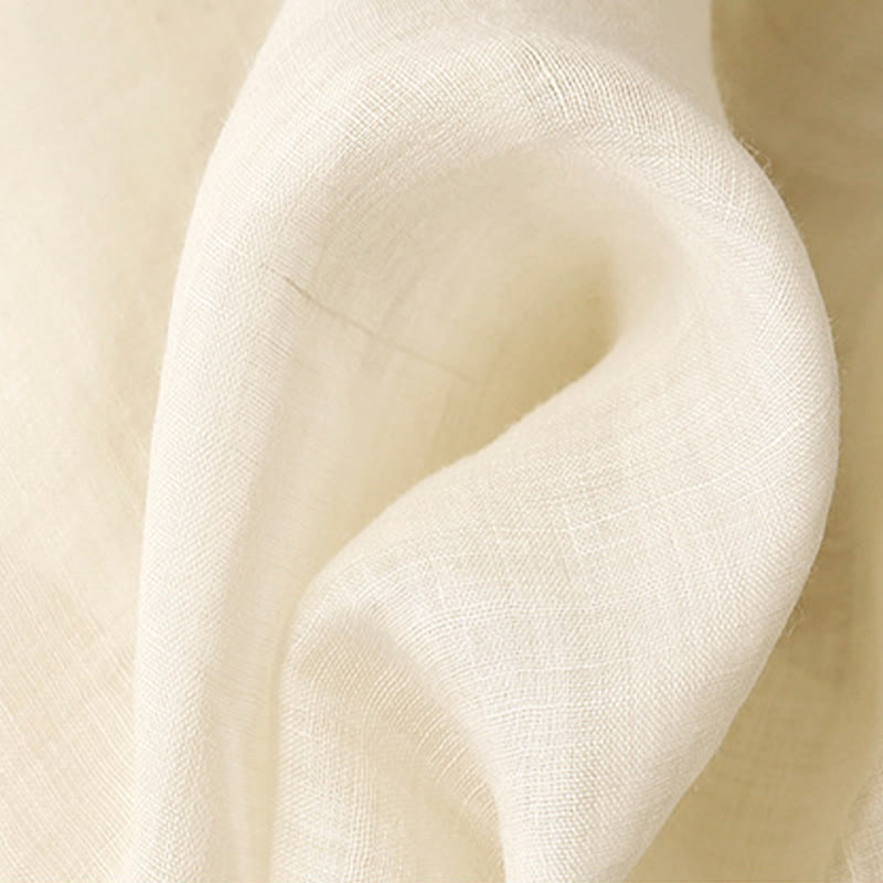 Chemise décontractée en coton à manches trois-quarts et col ras du cou avec broderies de plantes et boutons en forme de grenouille pour femmes Buddha Stones