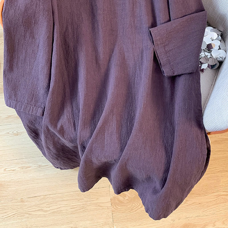 Chemise décontractée en coton et lin à manches longues et col montant pour femme, motif Buddha Stones - image 8