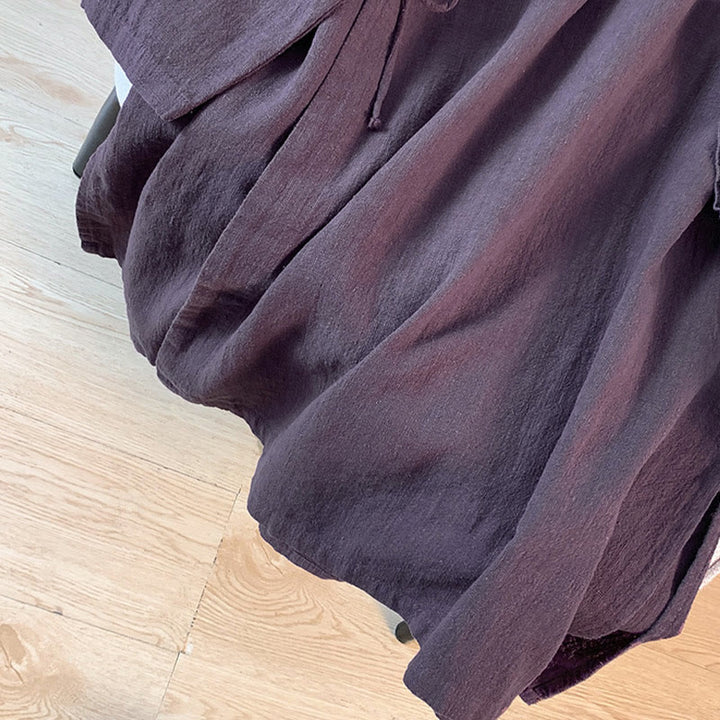 Chemise décontractée en coton et lin à manches longues et col montant pour femme, motif Buddha Stones - image 9