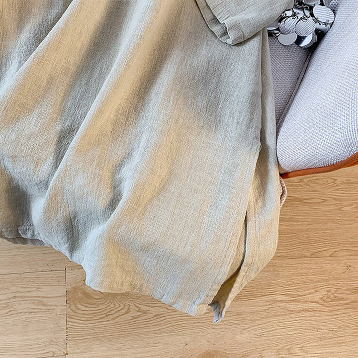 Chemise décontractée en coton et lin à manches longues et col montant pour femme, motif Buddha Stones - image 17