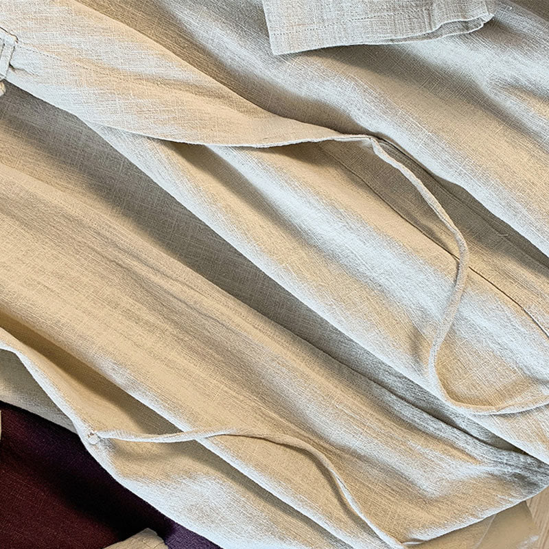 Chemise décontractée en coton et lin à manches longues et col montant pour femme, motif Buddha Stones - image 16