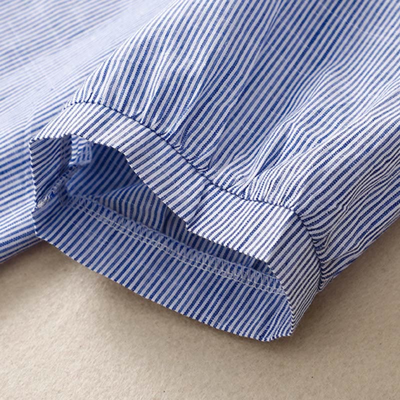 Chemise décontractée en coton et lin à manches mi-longues et col en V pour femme avec broderies de fleurs style bohème et Buddha Stones - image 8