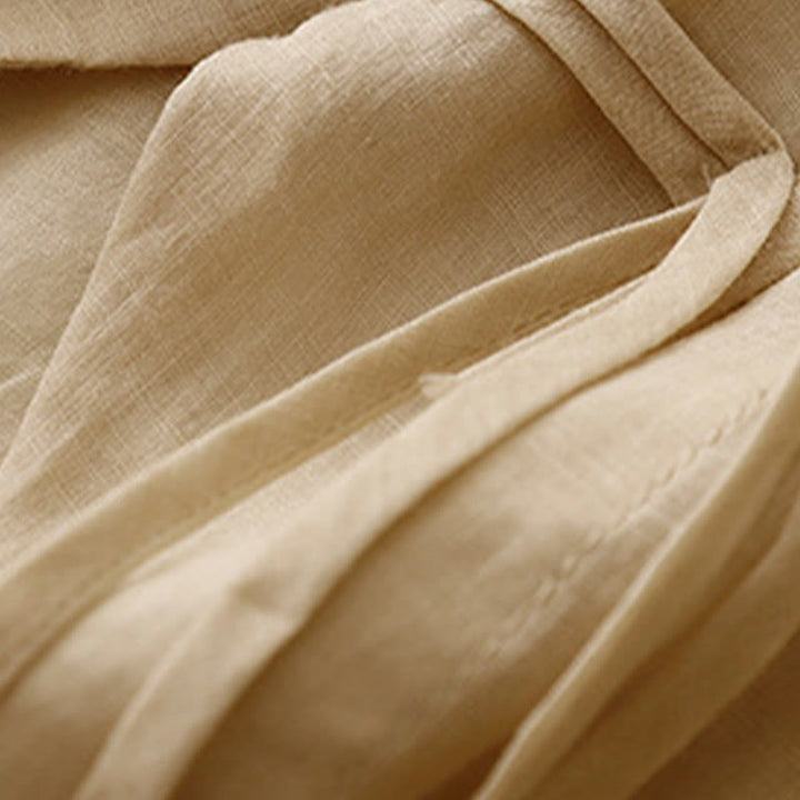 Chemise cardigan décontractée en coton et lin à manches mi-cloches et col en V pour femme avec Buddha Stones