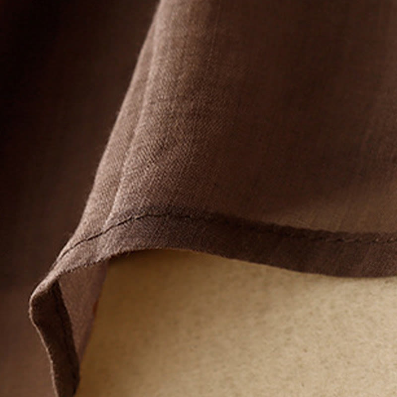 Chemise cardigan décontractée en coton et lin à manches mi-cloches et col en V pour femme avec Buddha Stones