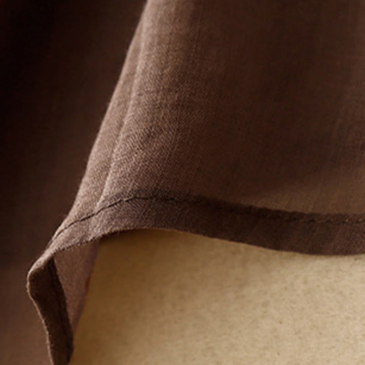 Chemise cardigan décontractée en coton et lin à manches mi-cloches et col en V pour femme avec Buddha Stones