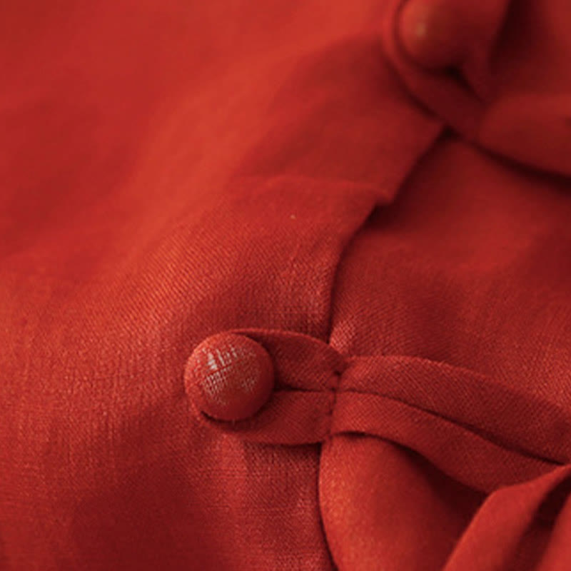 Chemise cardigan décontractée en coton et lin à manches mi-cloches et col en V pour femme avec Buddha Stones
