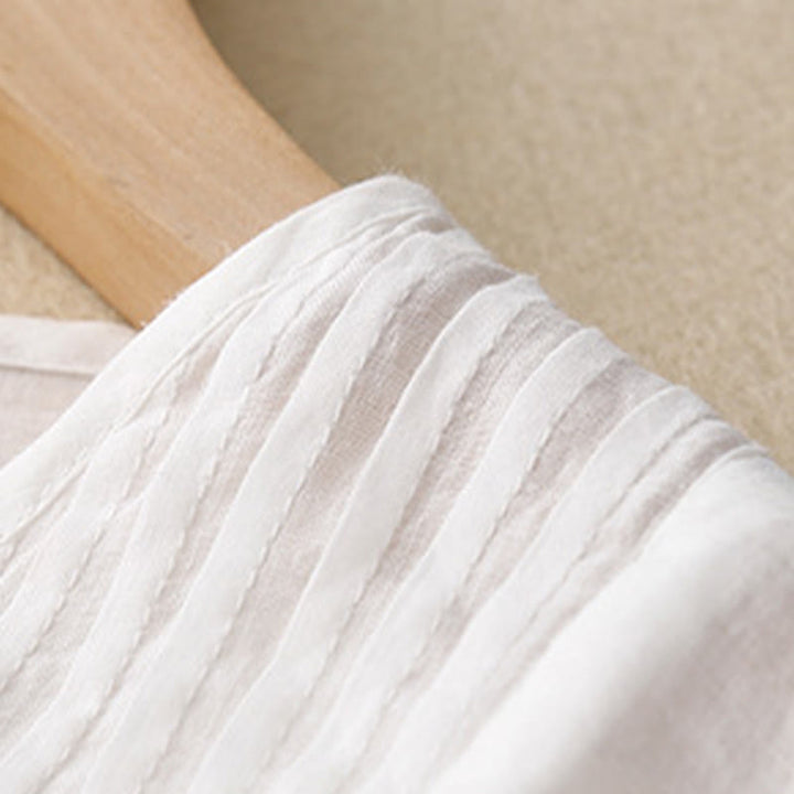 Chemise décontractée en coton à manches mi-longues et col en V pour femme, motif Buddha Stones - image 14