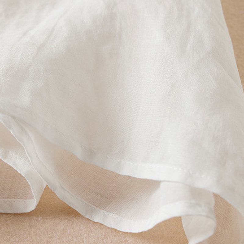 Chemise décontractée à manches courtes et col en V pour femme avec broderies de Buddha Stones et plantes - image 12