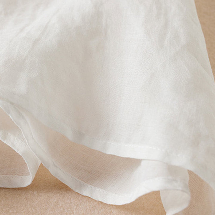 Chemise décontractée à manches courtes et col en V pour femme avec broderies de Buddha Stones et plantes - image 12