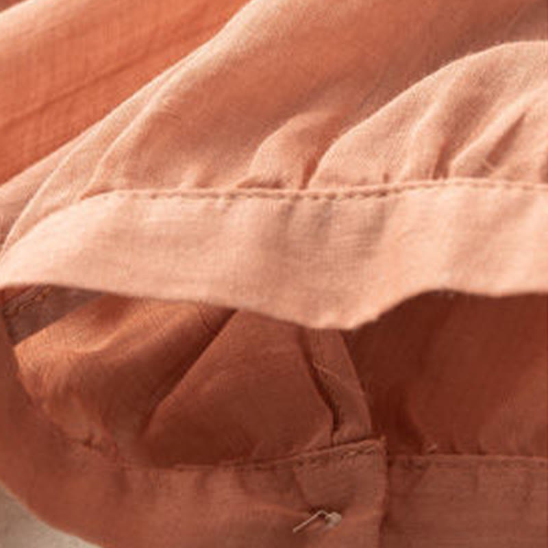 Chemise décontractée en coton à manches mi-longues et col en V pour femme avec broderie florale et Buddha Stones - image 5