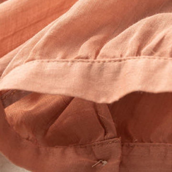 Chemise décontractée en coton à manches mi-longues et col en V pour femme avec broderie florale et Buddha Stones - image 5