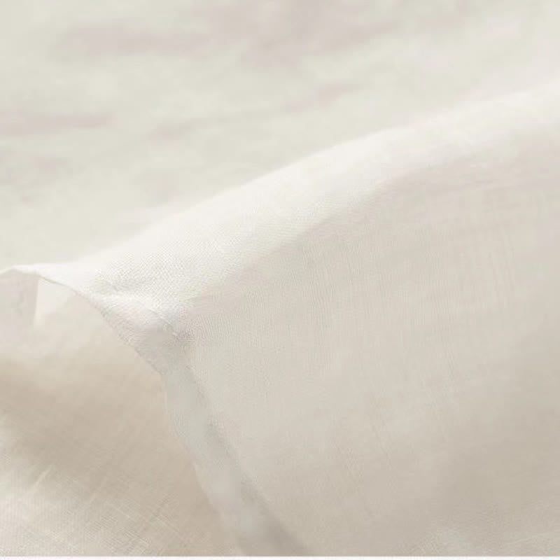 Chemise décontractée en coton à manches mi-longues et col en V pour femme avec broderie florale et Buddha Stones