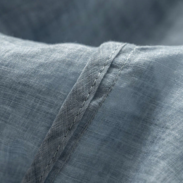 Chemise décontractée en coton à manches mi-longues et col en V pour femme avec broderie de feuilles et de Buddha Stones