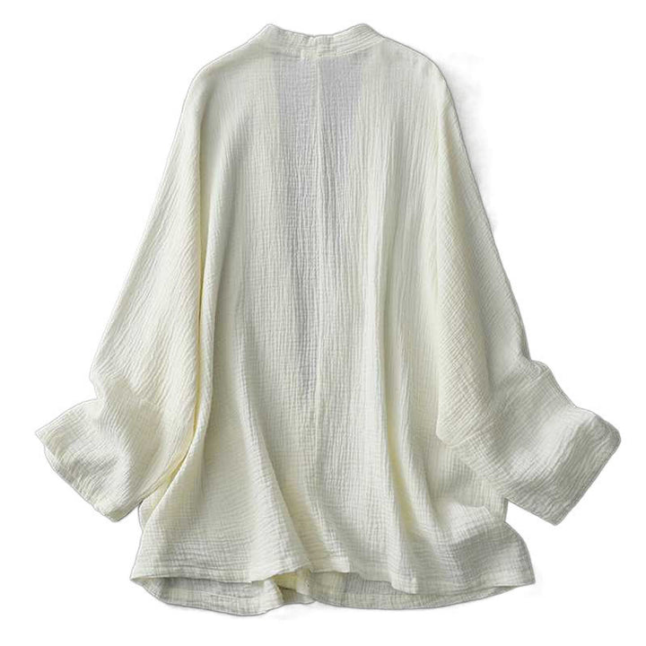 Veste en coton à manches trois-quarts ouverte sur le devant avec poches et Buddha Stones Zen Meditation